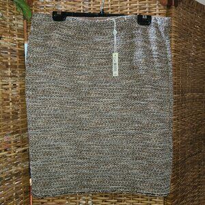 NWT Max Studio Pencil Skirt Size XL Stretch $78 Brown White Black Knee Length